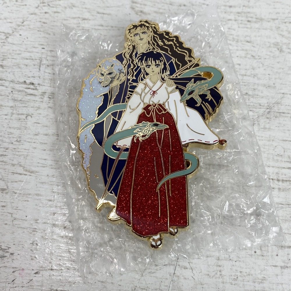 Naraku Kikyo Man On The Moon Pin Numbered 41/50 Gold Glitter 3.5" Anime Enamel